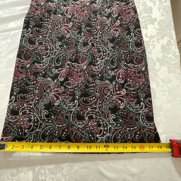 Land's End Size 10 Tank Sheath Dress Pockets Red Green Black Paisley - Picture 10 of 12